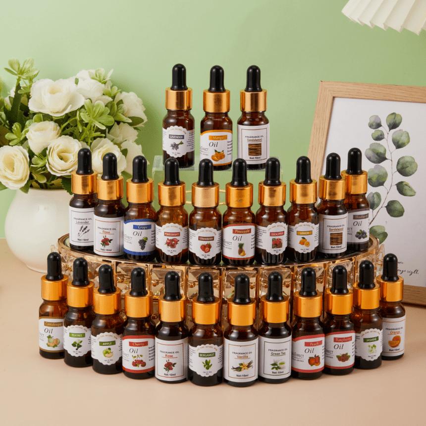 Aroma Therapy Essential Oil Set: 6 Organic Scents, 10ml - Ideal For Relaxation, Mood Enhancement, Massages, And Diffusers - Alcohol-free And Suitable For All Skin Types